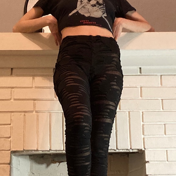Urban Outfitters Accessories - Vintage Silence + Noise black sheer “ torn “ legging tights